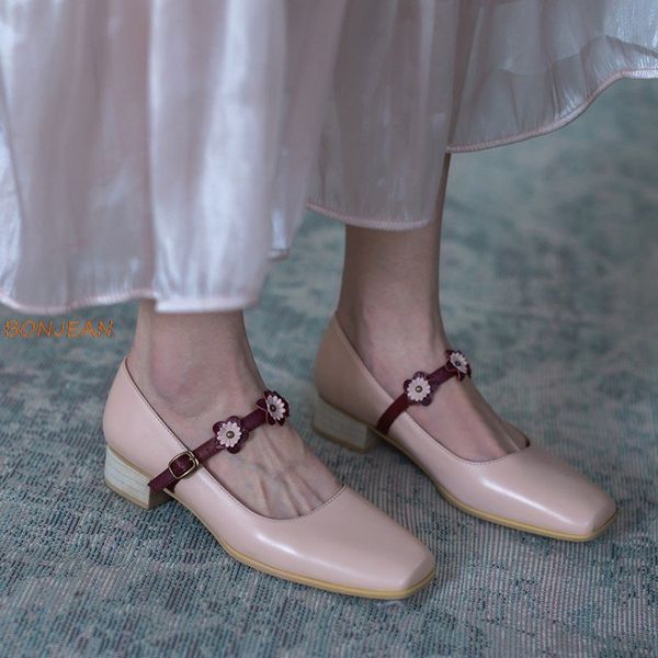 

2020 spring new women mary jane fashion shoes square heel buckle single shoe solid color comfortable elegant women's shoes, Black