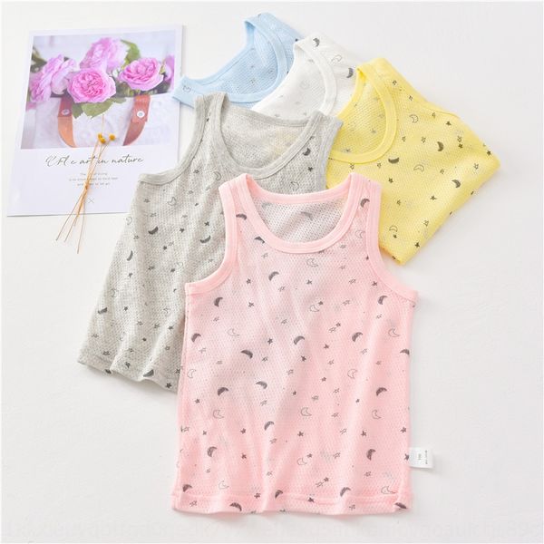 

2020 new boys' and girls vest ' mesh cotton printed cartoon cute thin breathable children's vest, Blue