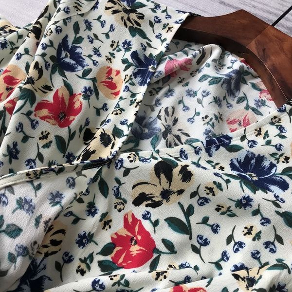 

fly to france beautiful flower print cross collar long printed dress dress tea break skirt ma2103, Black;gray