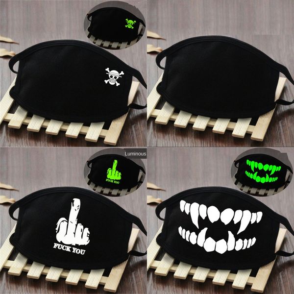 

20 1pcs designer printed face mask cute ice silk face masks washable dustproof elastic ear loop fancy cartoon printed fox mou ##872, Black