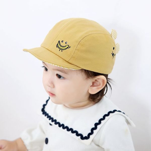 

2020 spring new korean style spire baby cap hat embroidered cartoon baby sun hat children's peaked cap, Yellow