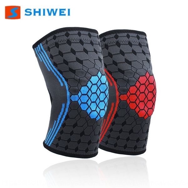 

qxy8v shiwei new knitted solid silicone silicone protection support nylon breathable sports knee pads running riding mountaineering protecti, Black;gray