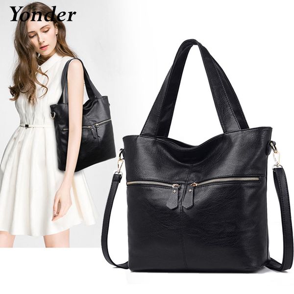 

yonder large casual women shoulder bag leather handbag women's tote purse big female hand bags for ladies 2020 black gray wine