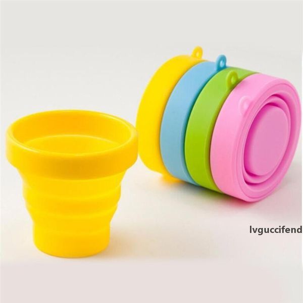 

new portable silicone retractable folding cup with lid outdoor telescopic collapsible drinking cup travel camping water cup b855