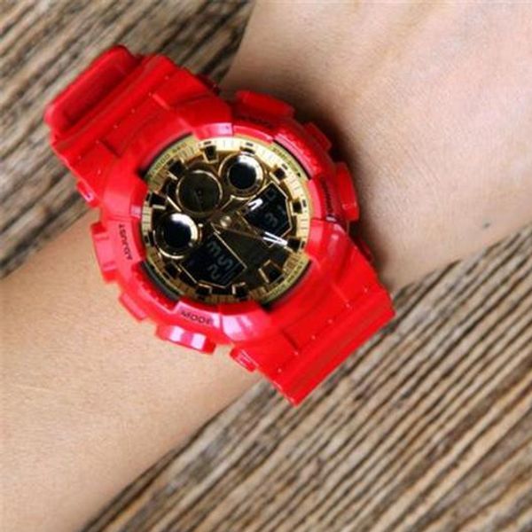 

men's 2020 fashion sport watches army outdoor led dual digital sports wristwatches casual male g s style shock watches waterproof clock, Slivery;brown