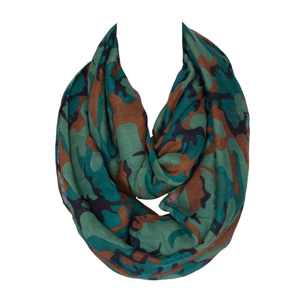 

2020 fashion design lightweight women camouflage printing ring scarf lady loop scarfs for women infinity green orange 175*45cm, Blue;gray