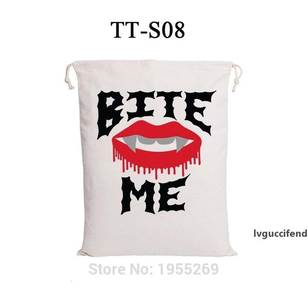 

handmade halloween basket drawstring canvas bag 100pcs/lot halloween gift kids toy bulk christmas party decoration 8 styles