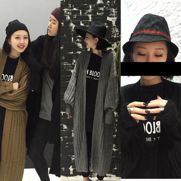 

spring and autumn 2019 coat sweater new cardigan women's loose solid color mid-length all-match sweater fashion lantern sleeve coat, White;black