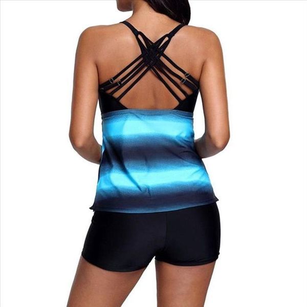 

women plus size gradient tankini bikini swimwear summer beach swimsuit bathing suit back cross ladies swim clothes 2020 o, White;black