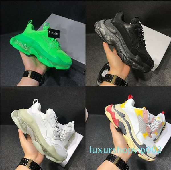 

paris 2020 crystal bottom triple-s leisure shoes luxury dad platform sneakers for men women vintage kanye old grandpa trainer[with box] 2020