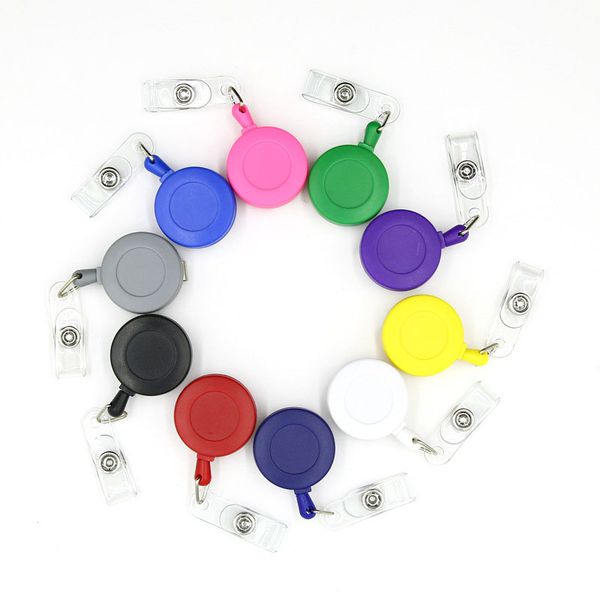 

dropshipping id holder name tag card key badge reels round solid plastic clip-on retractable pull reel wholesale office supplies r2003