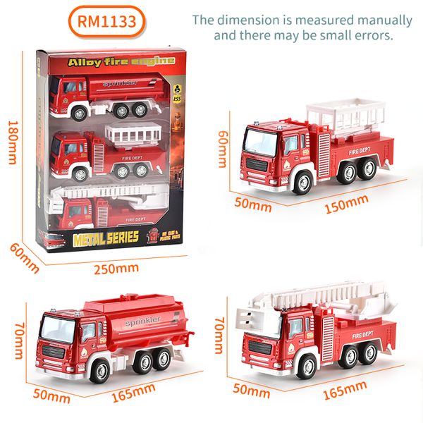 

alloy design fire toy car children's engineering car model boy and girl over 3 years old backhoe fire truck gift set
