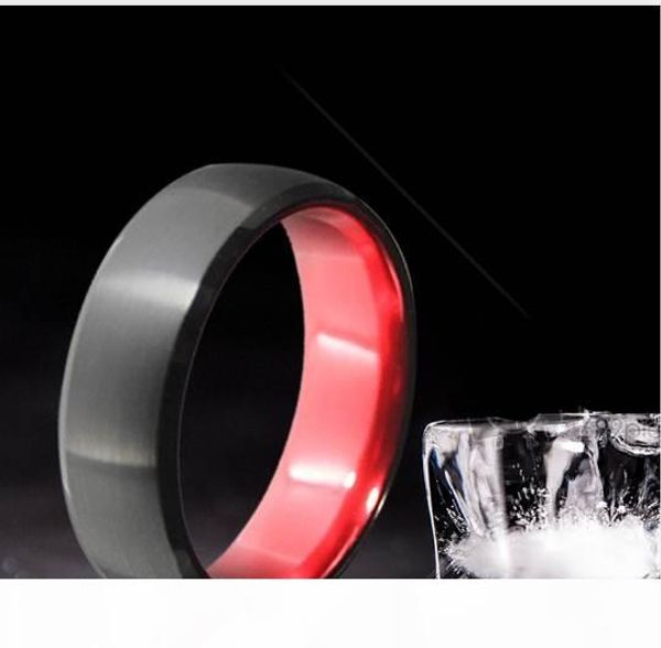 

8mm black & red color brushed dome tungsten carbide ring comfort fit men's wedding band cool summer finger jewelry size 9 to 13, Silver