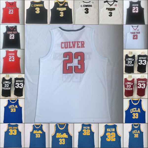 

NCAA texas tech 23 Jarrett Culver 3 Carsen Edwards 33 Bryant College Basketball High School 100% Stiched mens Jerseys Size S-XXL