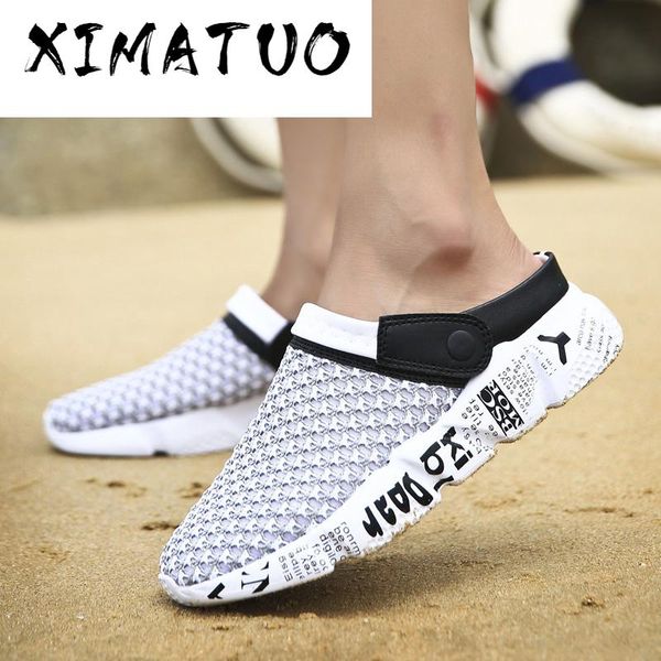 

summer men sandals mesh casual shoes beach slippers male sneaker man breathable sandalias zapatos hombre size 39-46, Black