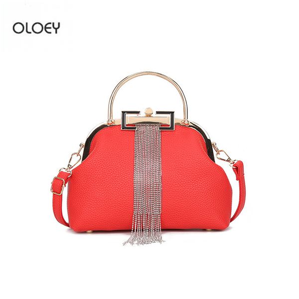 

oloey новых женщин пу кожаных сумок плечо сумка простого мешок мода кисточка оболочки банкет сцепление