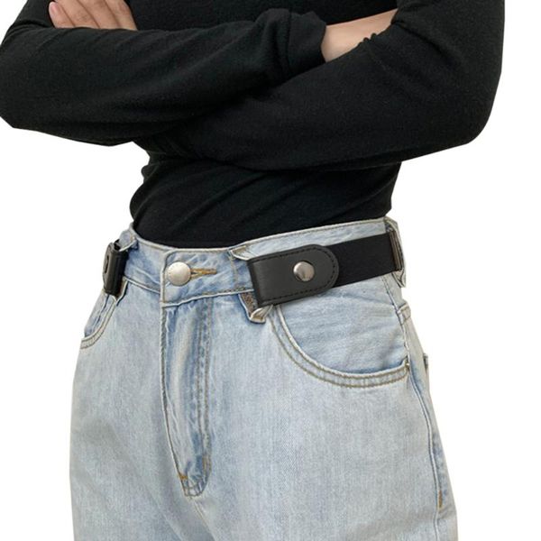 

girls buckle-waist belt no buckle invisible stretch elastic waistband women adjustable jean pants dresses accessories belt, Black;brown