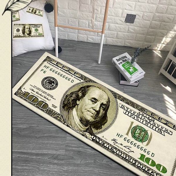 

new sell crative non-slip area rug modern home decor carpet runner dollar printed carpet one hundred dollar 100 bill print