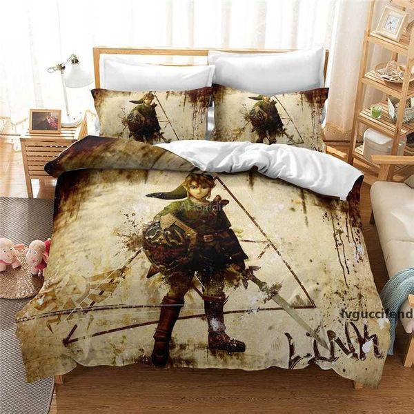 

zelda legend 3d bedding set cartoon game printed duvet cover set pillowcase children king bed linen bedclothes bed sets