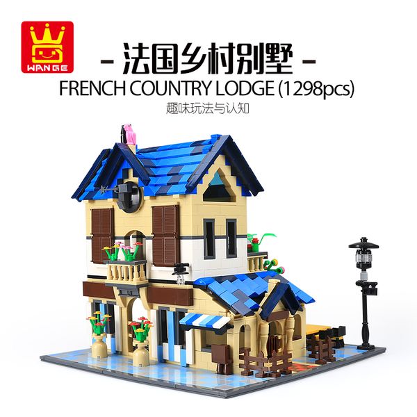 

french country lodge building blocks model kids building blocks house model children gifts early education toys safe material