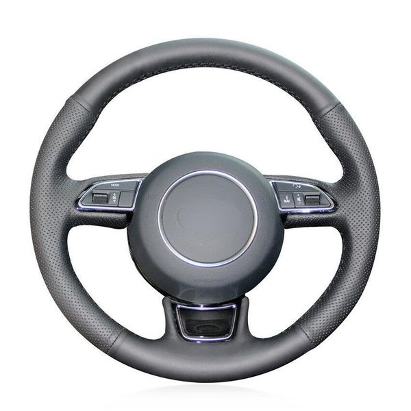 

for audi a1 a3 a5 a7 hand-sewn steering wheel cover black artificial leather