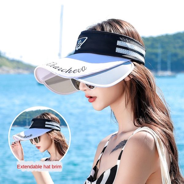 

2lp4n female baseball cap summer sun sun-proof big hat face-covering baseball cap all-match anti-purple line travel empty sun hat femal, Blue;gray