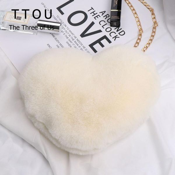 

2020 new heart shaped faux fur crossbody wallet purse chain shoulder bag lady handbaghigh street shoulder bags with chains