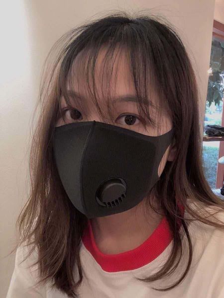 

m half pm2.5 high dustproof quality pollution sponge face mouth mask with breathing valve washable reusable polyurethane porous filt, Blue