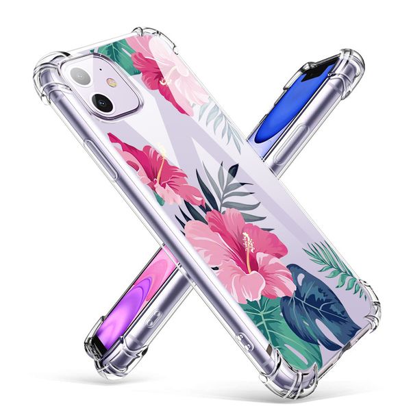 

new four-corner airbag anti-drop plant small fresh floral case for iphone 11 pro max xs xr 8 7 6 plus tpu silicone protective shell