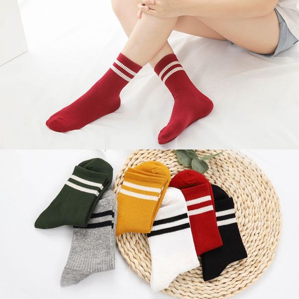 

season new women's cotton mid-calf socks parallel bars parallel bars stripedstyle cotton women's socks, Pink;yellow