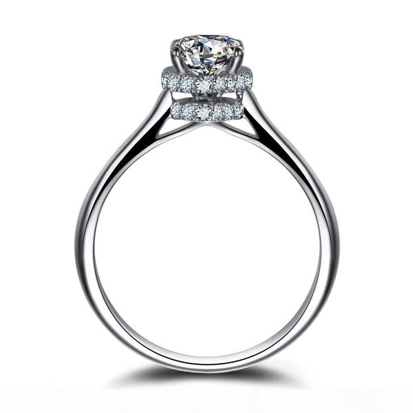 

l luxury jewelry 1 ct sona simulated diamond engagemen rings for women ,solid 14k white gold plated wedding ring ,silver rings, Golden;silver