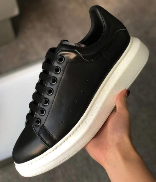 

fashion designer white sneakers platform platform shoes reflective white sneakers flat casual shoes for men and women, Black