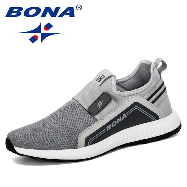 

bona 2020 new popular sneakers men lightweight breathable zapatillas man casual shoes mesh footwear men zapatos hombre trendy, Black