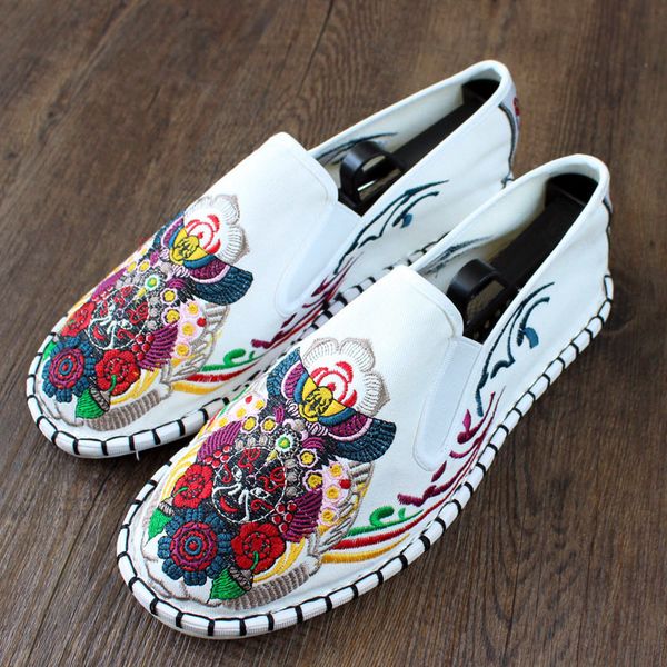 

fashion mens vulcanize shoes harajuku men flats shoes male embroider shoes spring man women loafers hard-wearing rubber canvas cx200727, Black