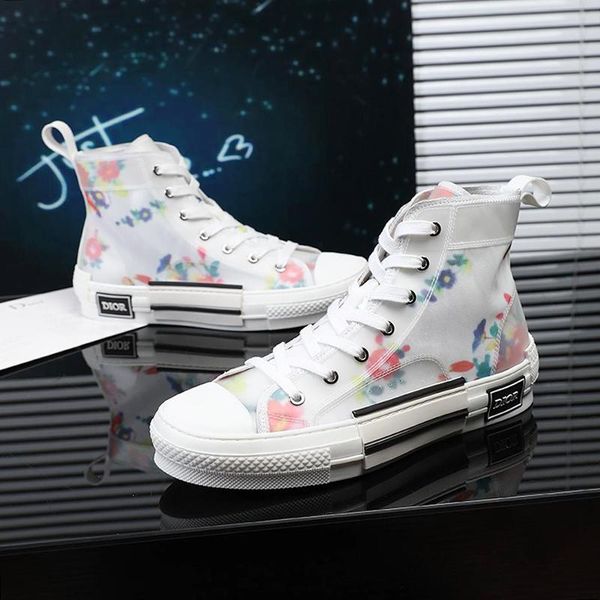 

new arrival flowers technical canvas b23 high sneaker men 's shoes fashion lightweight shoes lace -up casual men shoes zapatos de