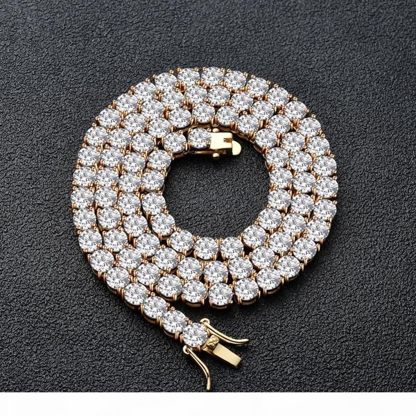 

мужские iced out 1 row теннис цепи 3мм 4мм 5мм ожерелье хип-хоп ювелирные изделия cn033, Silver