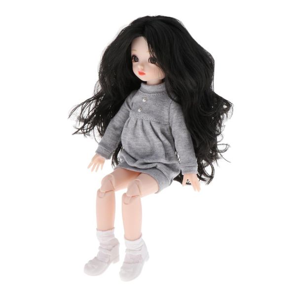 

30cm 16 joints bjd girl doll 3d eyes soft hair w/ clothes shoes