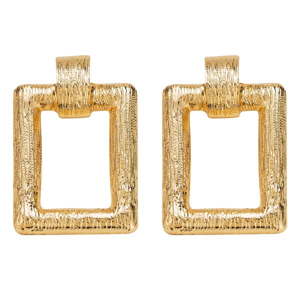 

square buckle earrings exaggerated simple autumn bohemian earrings, Golden