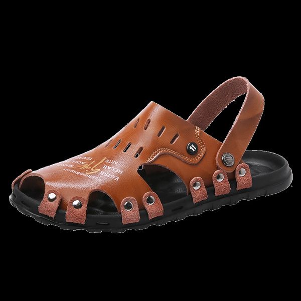 

2020 нового лето мужчину сандалия дышащей мягкой кожи mens пляж сандалия бренд повседневная обувь удобной нескользкую на сандал lightweight, Black