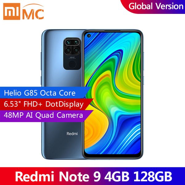 

global version xiaomi redmi note 9 4gb 128gb smartphone helio g85 octa core 48mp quad rear camera 6.53" dotdisplay 5020mah