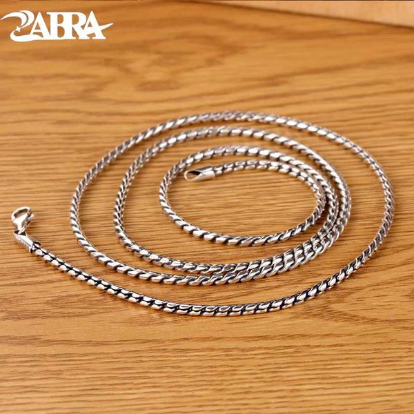 

zabra 925 sterling silver snake bone necklace 50/55/60/65cm thickness 2mm for women men retro hip hop birthday jewelry