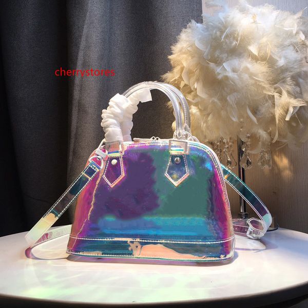 

the latest colorful shell bag printing pvc designer package laser handbags purses totes rainbow color designer crossbody bag shopping bags