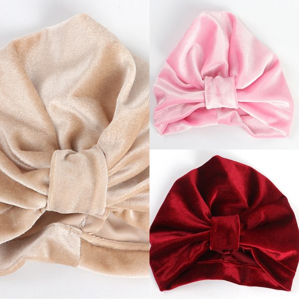 

gold velvet knotted fetal cap cap children's indian male and female baby tire hat baby hat autumn and winter style, Yellow