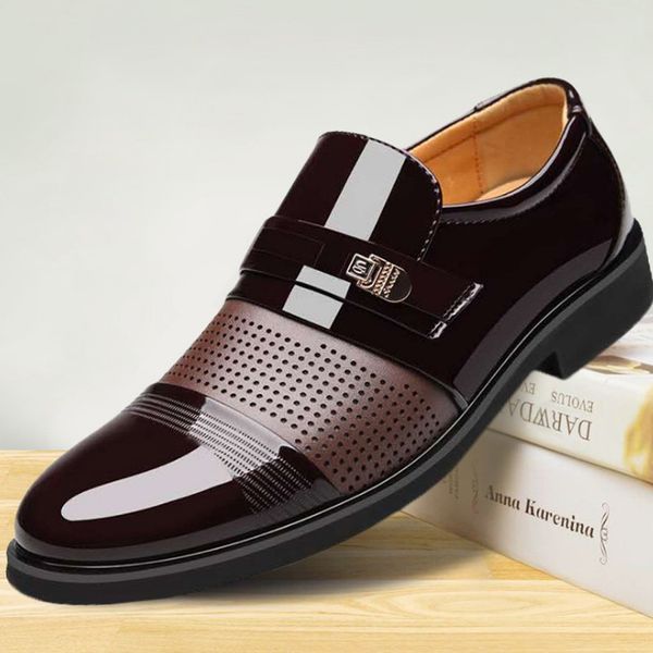 

pu leather fashion men business dress loafers pointed toe black shoes oxford breathable formal wedding shoes