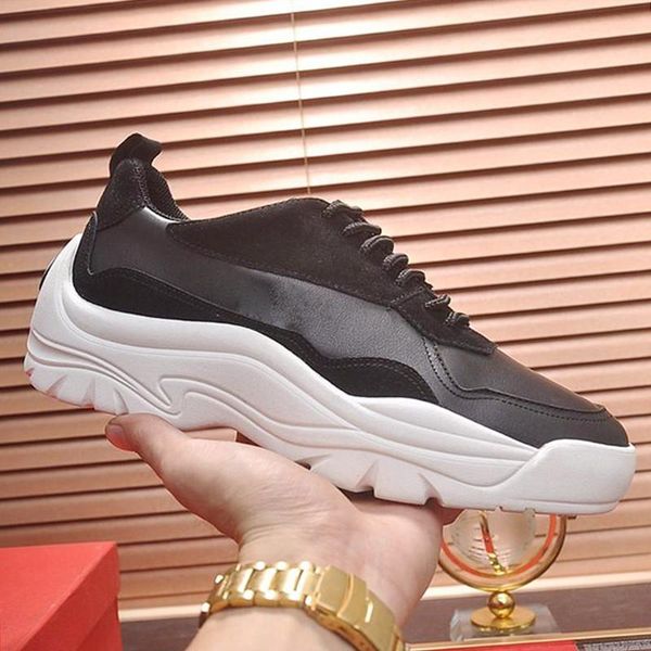 

fashion classic gumboy calfskin sneaker men 's shoes herren sportschuhe vintage footwears breathable lace -up chunky sneakers men casu, Black