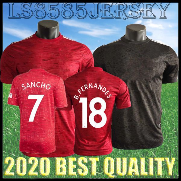 

player version 20 21 fc manchester sancho fernandes rashford martial home away soccer jersey united 2020 2021 football shirts quality, Black;yellow