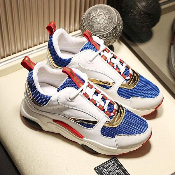 

new arrival b22 calfskin sneaker comfortable men 's shoes lace -up low luxury footwears style breathable shoes scarpe da uomo di l, Black