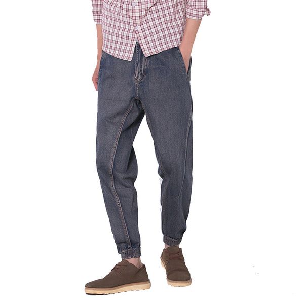 

jeans men harlan jeans japanese 9-point pants new beam pants men's denim 9-point biker size -5xl, Blue