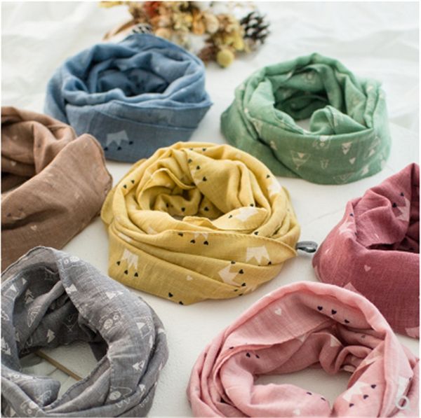 

korean style children's cotton and linen cotton and linen thin girl boy's cherry baby scarf baby scarf, Red;brown