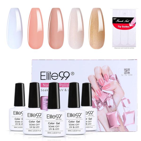 

nail art kits elite99 10ml gift box 5pcs/lot gel polish set with french stickers manicure tools kit hybrid lacquer
